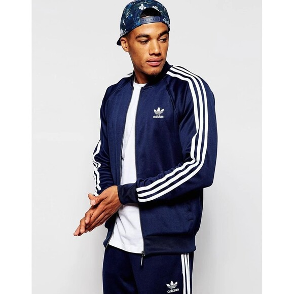 Vintage Adidas Original Superstar Track Jacket Mens 2XL Navy Blue AB9715 NWT - Picture 2 of 11